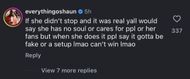 The comment section under The Shade Room's post, where the South African singer stopped mid-performance to check up on a fan. (Image via Instagram/@theshaderoom.)